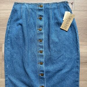 Karen Kane Blue Denim Skirt with Button Detail